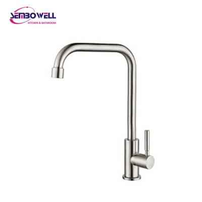 China Manufacturer 304 Stainless Steel Kitchen Faucet Modern Single Cold Kitchen Faucet Rotating Faucet Wholesale for sale