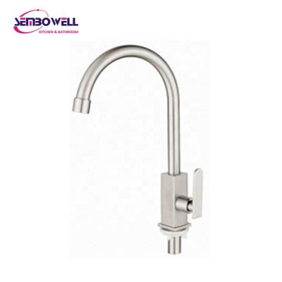 China Modern Single Cold Kitchen Faucet High Arch 304 Stainless Steel Manufacturer Faucet Rotating Faucet for sale