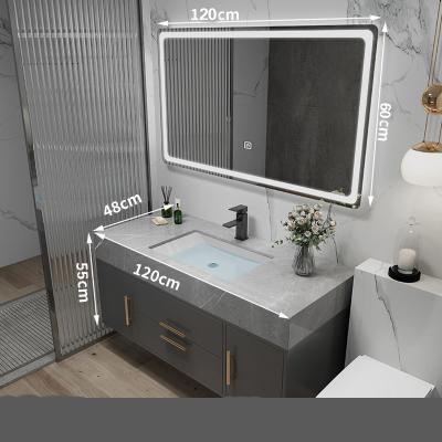 China Modern Cabinet Gray 120cm Quality Wall Mounted Wash Basin With Mirror Smart Square Bathroom Cabinet for sale