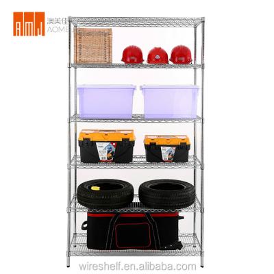 China Black White Workable Chrome Adjustable Storage System With Casters Wheels And Wire Levelers Feet Custom Shelving Unit For Garage for sale