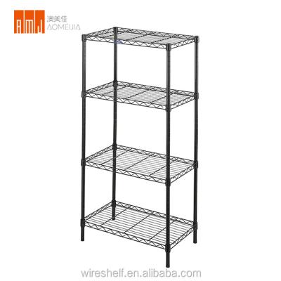 China Easily Assemble Aomeijia Basics 4-Tier Display Wire Storage Black Beam Towel Rack For Bathroom for sale