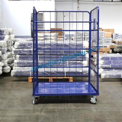 China Industrial Furniture Logistics Storage Supermarket Foldable Roll Container Trolley for sale