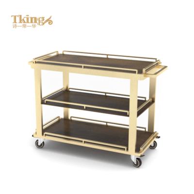 China SUS304 Stainless Steel Frame TKing Factory Hotel Wholesale Custom Restaurant Stainless Steel Food Cart Mobile Catering Cart for sale