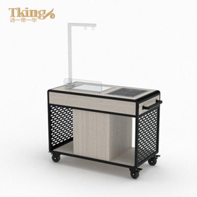 China Zen Yue Style Hotel Restaurant Buffet Equipment Serving Trolley With Wheel for sale