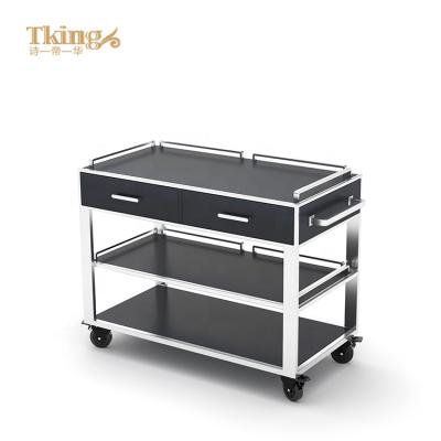 China Tking Factory Price Hotel Catering Equipment Custom Restaurant Food Cart Luxury Classic Line Catering Trolley for sale