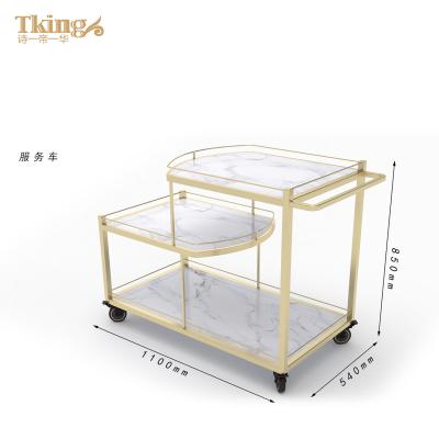 China Stainless Steel Direct Selling Gold Bar Canteen Buffet Set Serving Serving Trolley for sale