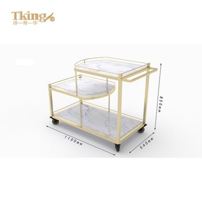 China Tking New Design Stainless Steel Gold Wine Cart Modern Luxury Trolley Cart For Hotel Restaurant for sale