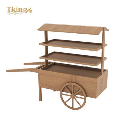 China Outdoor Eco-friendly Chinese Style Vehicle Display Wooden Cart for sale