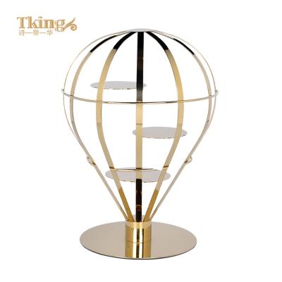 China Tking design modern luxury gold buffet elegant stand wedding dessert table cake stand for sale