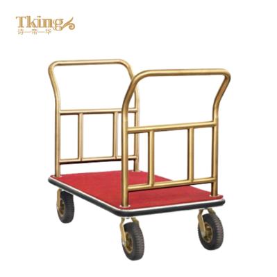 China Tking luxury brand modern desin luxury golden luggage hotel trolley lobby cart for sale