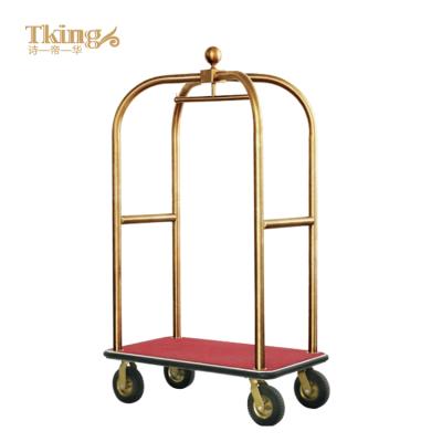 China Modern High Quality Stainless Steel Red Carpet Hotel Desgin Trolley Luggage Trolley Custom Made Trolley for sale