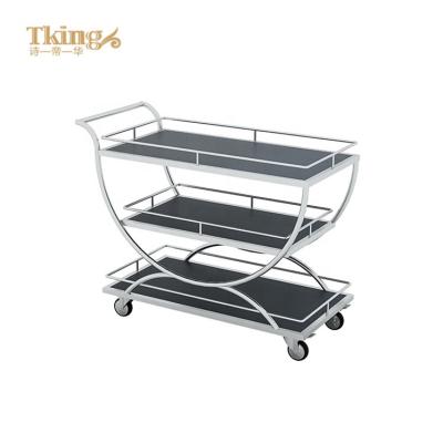 China SUS304stainless steel frame factory bulk supply catering hotel guest room food cart with wheels for sale