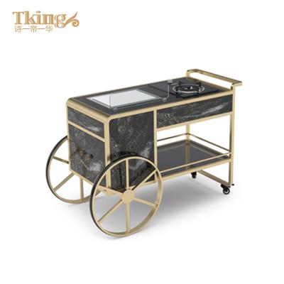 China European style professional supplier gold food carts luxury gas kitchen cart for sale for sale