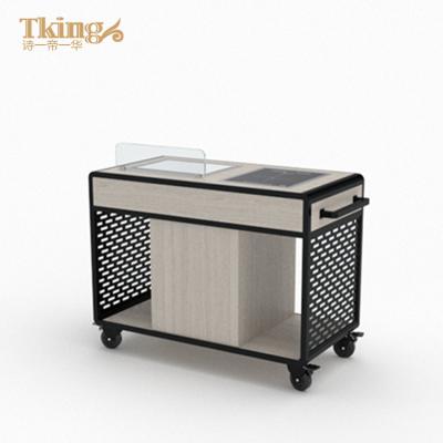 China Zen Yue Style Factory Price Stainless Steel Induction Dining Metal Carving Trolley for sale