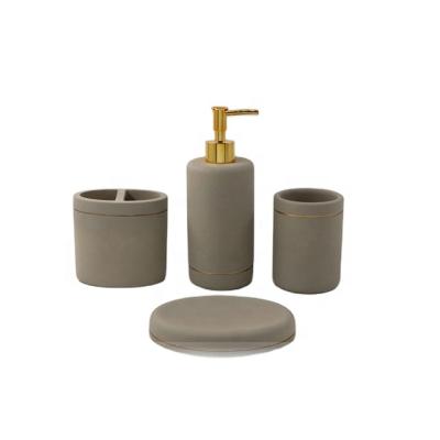 China Factory Price Viable Luxury Gray Cement Bathroom Hotel Accessories Set Classic Home Decor for sale