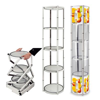 China Retail Store Product Display Stand Luxury Aluminum Portable Foldable Showcase for sale