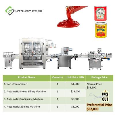 China Food Factory Automatic Tomato Sauce Can Canning Machine Canned Sealing Production Line for sale