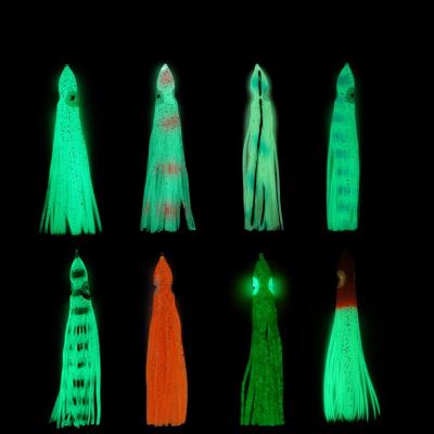 China Octopus 15cm Rubber PVC Plasric 5cm 9cm 11.5cm Fishing Lure Silicone Glow Hoochie Octopus For Luring Luminous Squid Skirts for sale