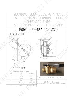 China Technical Parameter For FH65 CB/T3778-1999 Bronze Self-Closing Valve Model  Threaded Ends With Weight Lever for sale