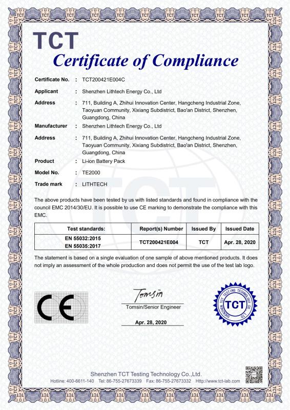 CE - Shenzhen Lithtech Energy Co., Ltd.