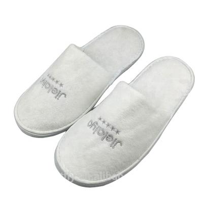 China /Soft/Breathable Five Star Luxury White Extra Soft Plush Embroidered Hotel Slippers Anti-Slip for sale