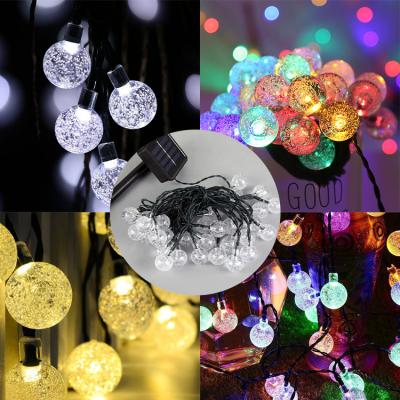 China Outdoor Solar Power LED String Lights Christmas Fair Decoration Lights White Beads for sale