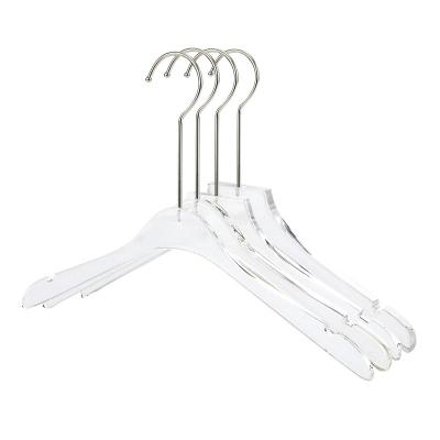 China Anti Slip Clear Acrylic Hangers Coat Pants Acrylic Shirts Clothes Hanger With Gold Hook for sale