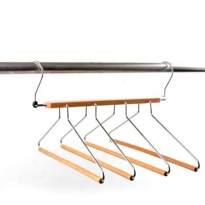 China Eco-friendly Material 4-Layer Universal Wardrobe Storage Hangers Pants Rack Solid Wood 4-Layer Multifunctional Hanger for sale