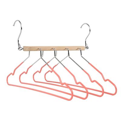 China Eco-friendly Material 4 Layers Wooden Beech Pants Magic PVC Coated Coated Organizer Rack Wardrobe Multi-Layer Pants Hanger for sale