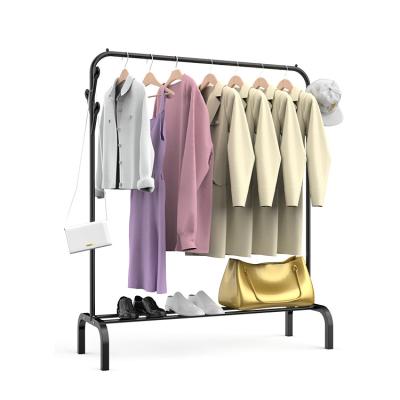 China Multifunctional Metal Hanger Rack Floor Rack Style Indoor Clothes Storage Rack Simple Household Clothes Drying Rod Hanger Clothes Rack for sale