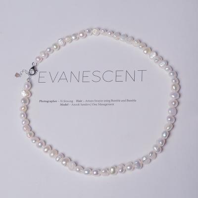 China Haiyang graceful pearl necklace cultured natural freshwater baroque white real pearl jewelry pearl necklace for sale