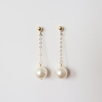 China Vintage Wholesale Fashion Statement Trendy Jewelry 14k Gold Filled Freshwater Pearl Drop Earrings for sale