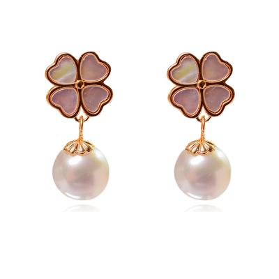 China CLASSIC Hai yang solid 925 needle pearl clover earrings teardrop pearl earring for sale