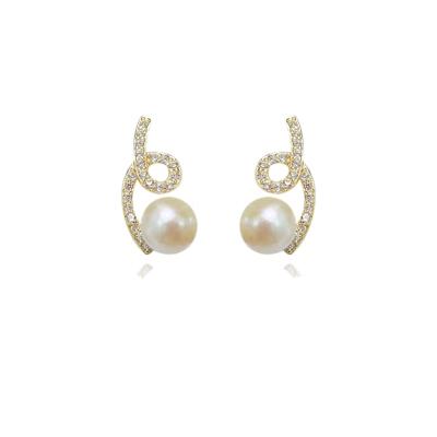 China Hai yang pendientes hawaiian plata 925 silver brincos 925 earring wave earrings with pearl and diamond earring for sale