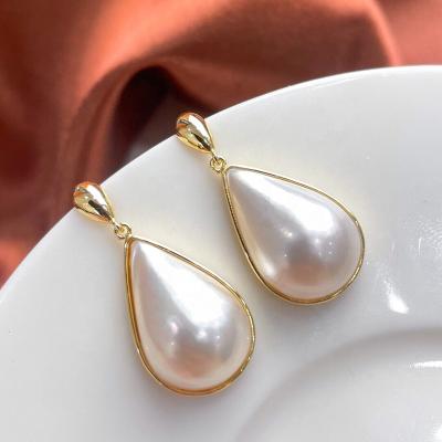 China Fashion 925 Sterling Silver Finished Handmade Pearl Jewelry Mabe Pearl Seawater Drop Earrings New for sale