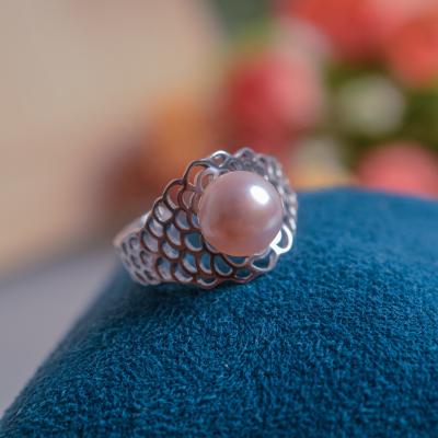 China Haiyang Designer Graceful Pearl Rings Jewelry Women Bead Ring Vintage 925 Sterling Silver Rings Adjustable for sale