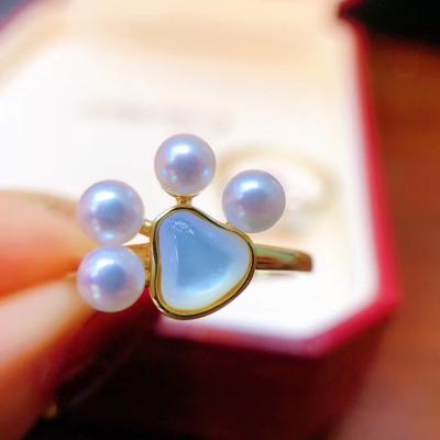 China Small Graceful Cat Claw Haiyang White Pearl Rings Pearly Ring With Pearls For Women for sale