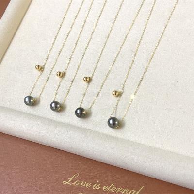 China New designer graceful new designer natural black tahitian pearl 18k tahitian pearl necklace pendant gifts for sale