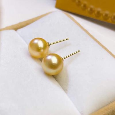 China Haiyang Classic 2021 New Fashion 18k Gold Natural South Sea Pearl Real Saltwater Pearl Stud Earrings Charm Pendant for sale