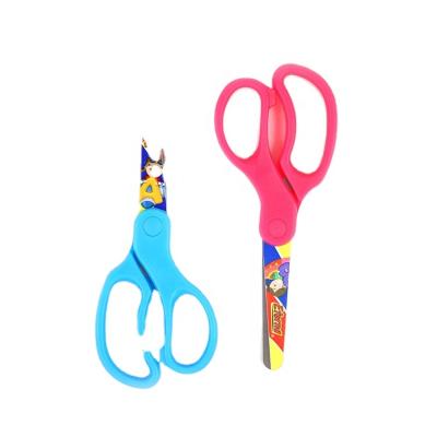 China Blade With Color Draw Safety School Universal Cutting Scissors Assorted Colors Soft Touch Tip Kid Blunt Scissors for sale