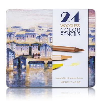 China Smoothly Write Color Pencil Woodless Painting 24 Color Children Wax Color Pencil for sale