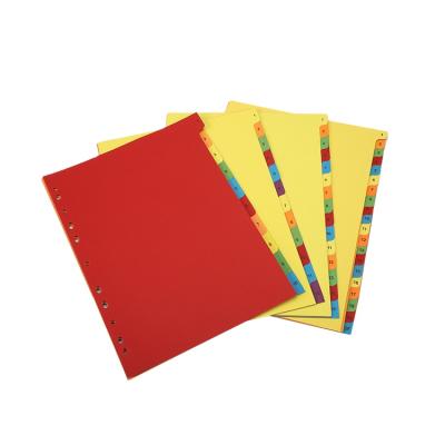 China Colored Tab Cards Binder Different Index Page 11 Holes Paper File Paper Divider A4 Size Eco-friendly Customizable Size Quality for sale