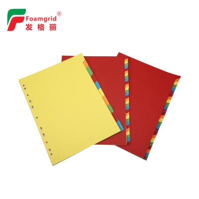 China Popular Hot Selling Eco-friendly Paper File Divider Paper Folder A4 10 Tab Bright Color Pressboard Size Quality Index for sale