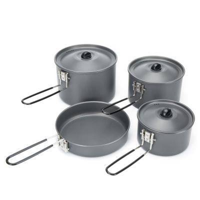 China Modern outdoor essential camping cook pot outdoor travel cooking cookware set for picnic for sale