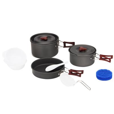 China Modern Collapsible Camping Aluminum Cookset Raising Cookware Multi Pots For Camping for sale