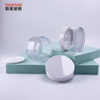 China Personal Skin Care Packaging Round Shape Clear Cosmetic Jar 100 Gram Round Detergent Jar for sale