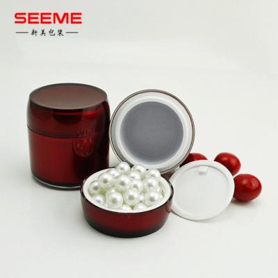 China CLOTHING 80g Cosmetic Acrylic Jar Round Red Acrylic Cream Jar Cosmetics Packaging for sale