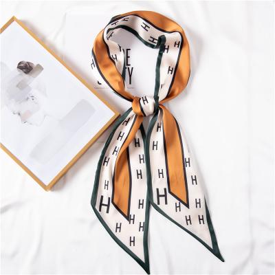 China Long In The Hair Running Silk Narrow Ribbon Fashion Ladies Luxury Neck Scarf Printing Twillies Shorts Slik Scarf For Women for sale