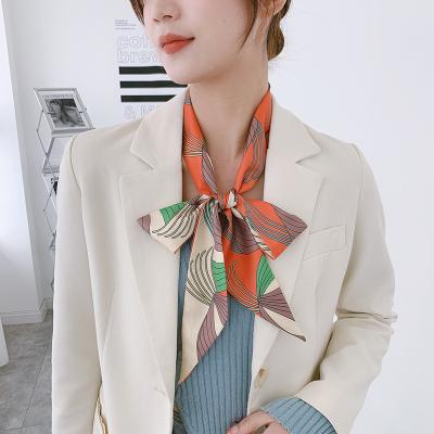 China Women's Long Scarf Riband Handle Bags Small Scarf Long Narrow Wrist Ribbon Fashion Hair Band Scarves and Wraps for sale