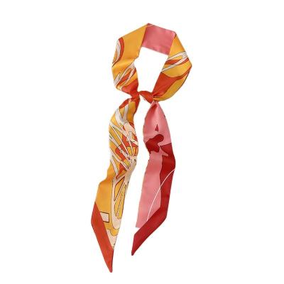 China Wholesale Fashion Women's Long Scarf Girls Neckerchief Hair Band Silk Bag Handle Wraps Small Neck Scarves for sale